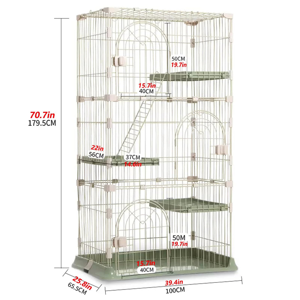 3/4-Tier Wire Cat Cage Playpen Kennel with Hammock T8916