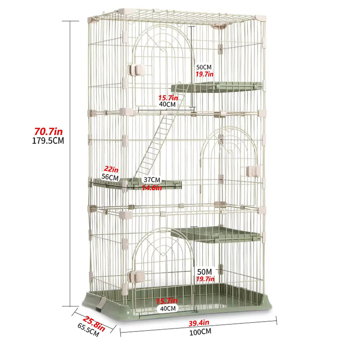 3/4-Tier Wire Cat Cage Playpen Kennel with Hammock T8916