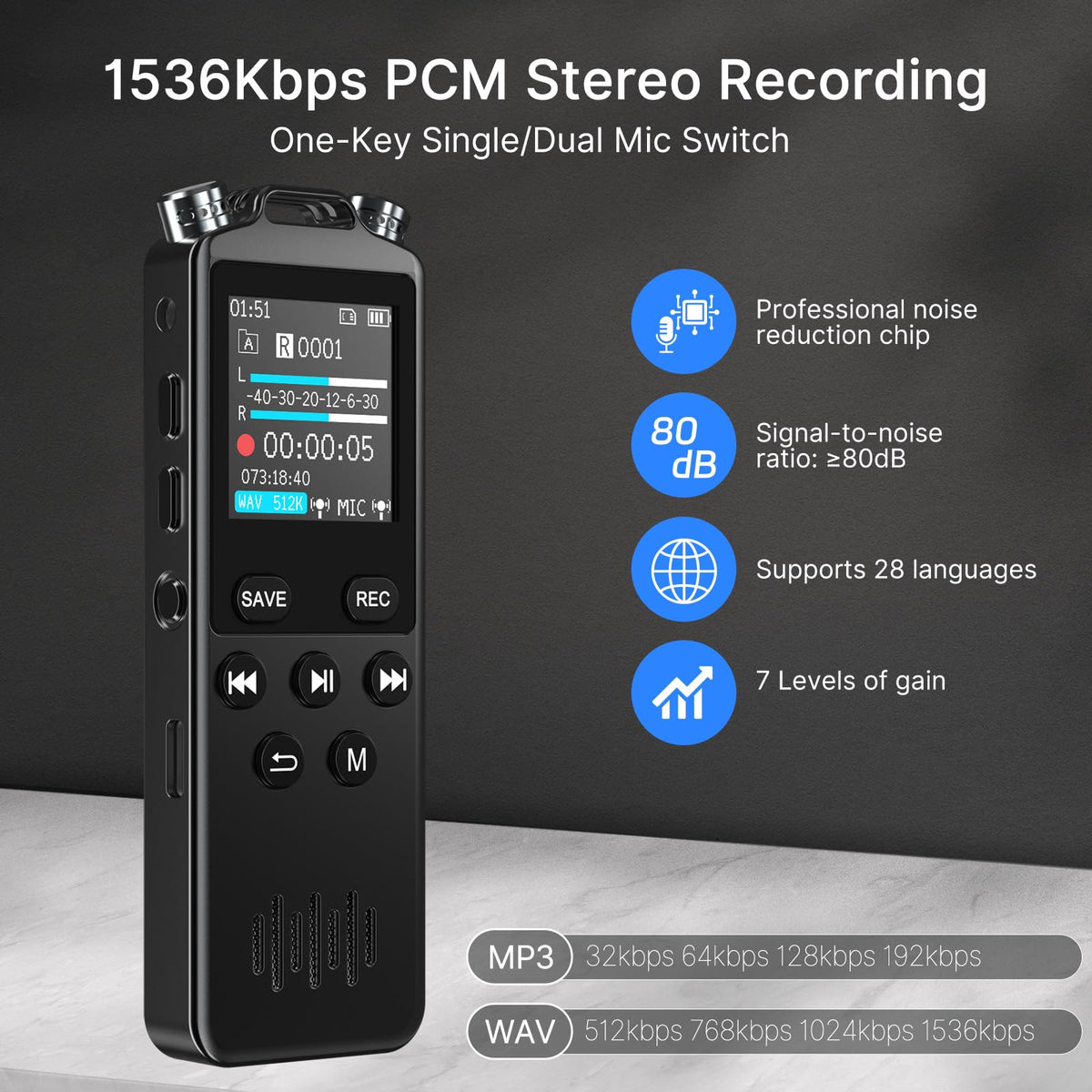 160GB Voice Recorder with Playback O94842