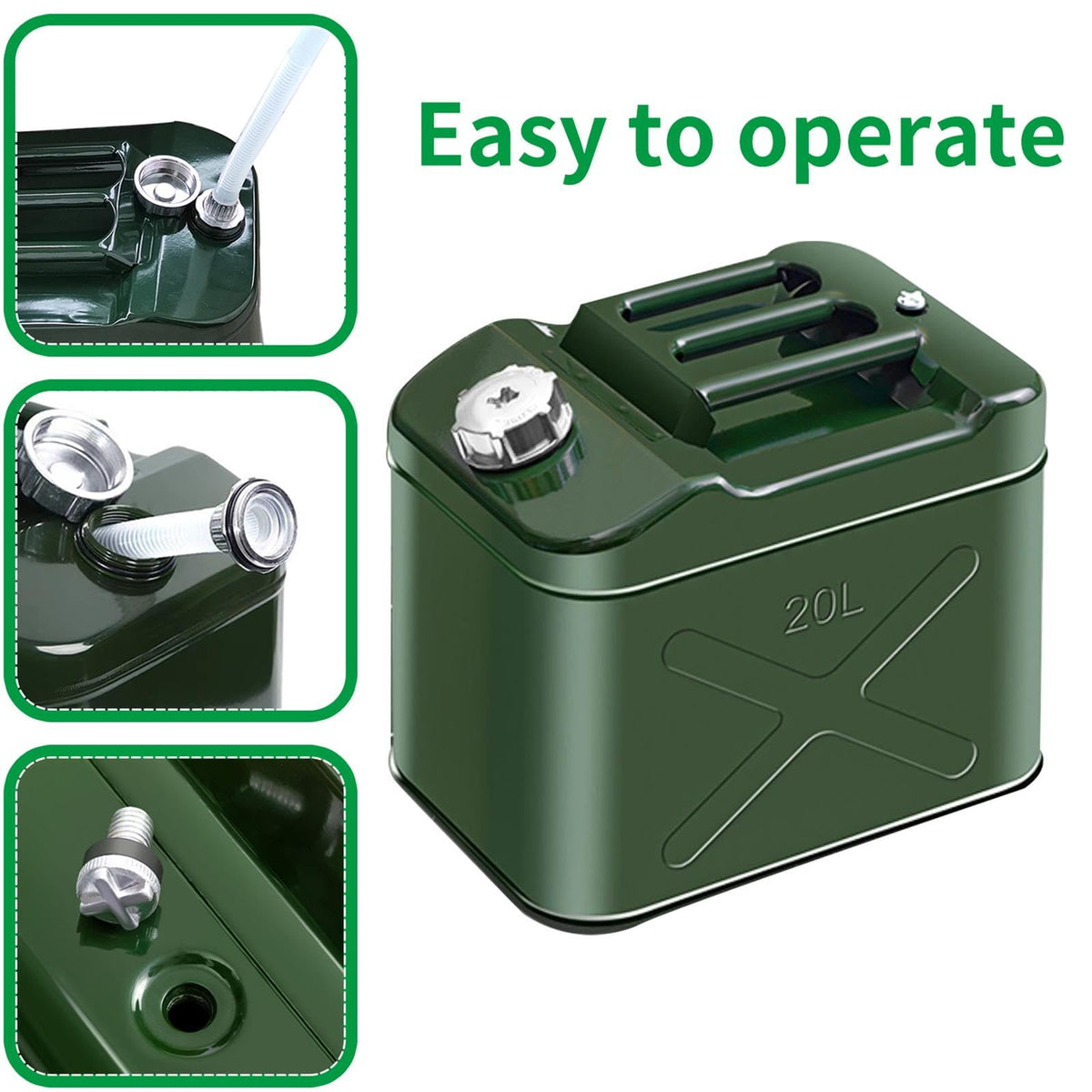 20L 5 Gallon Metal Water Can with Flexible Spout V1250