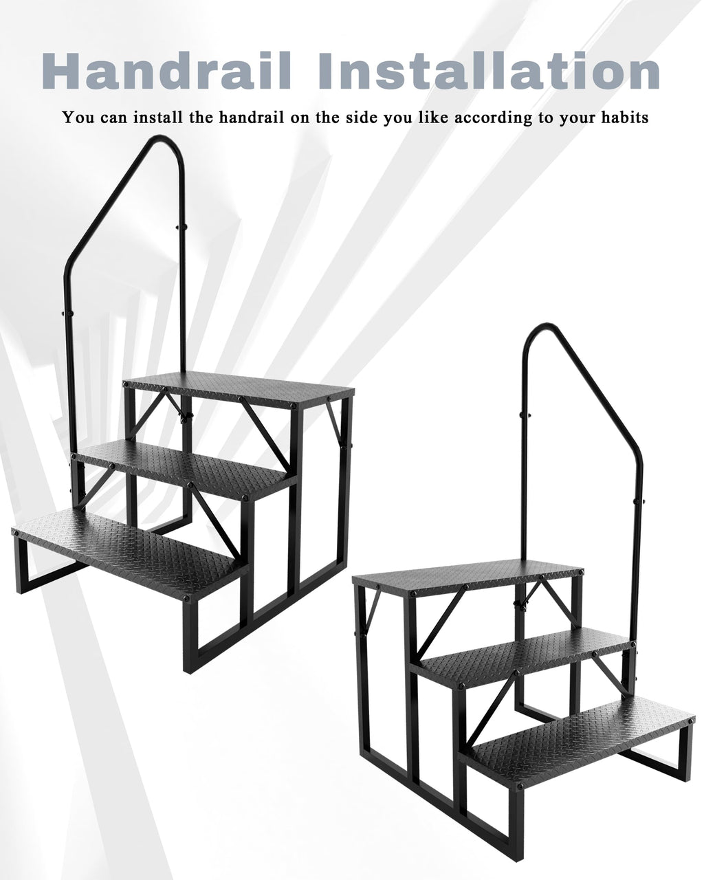 3 Step RV Steps with 2 Handrails J38394