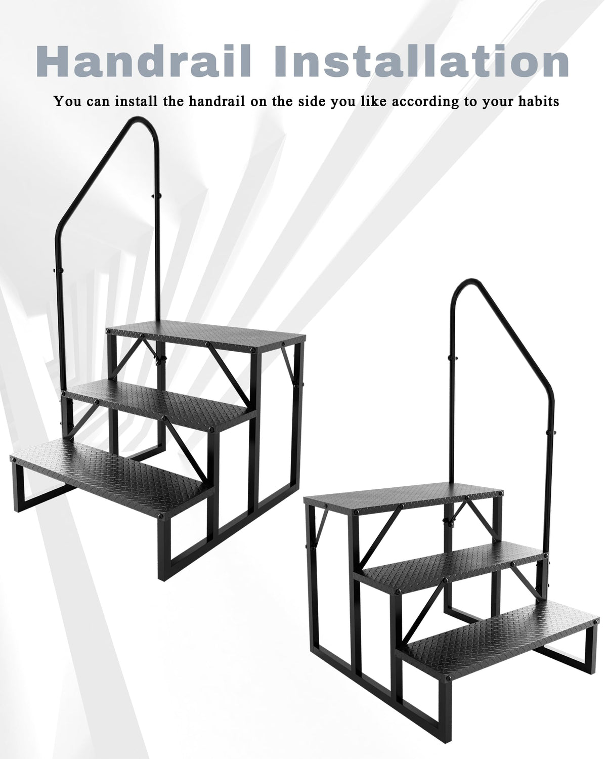 3 Step RV Steps with 2 Handrails J38394