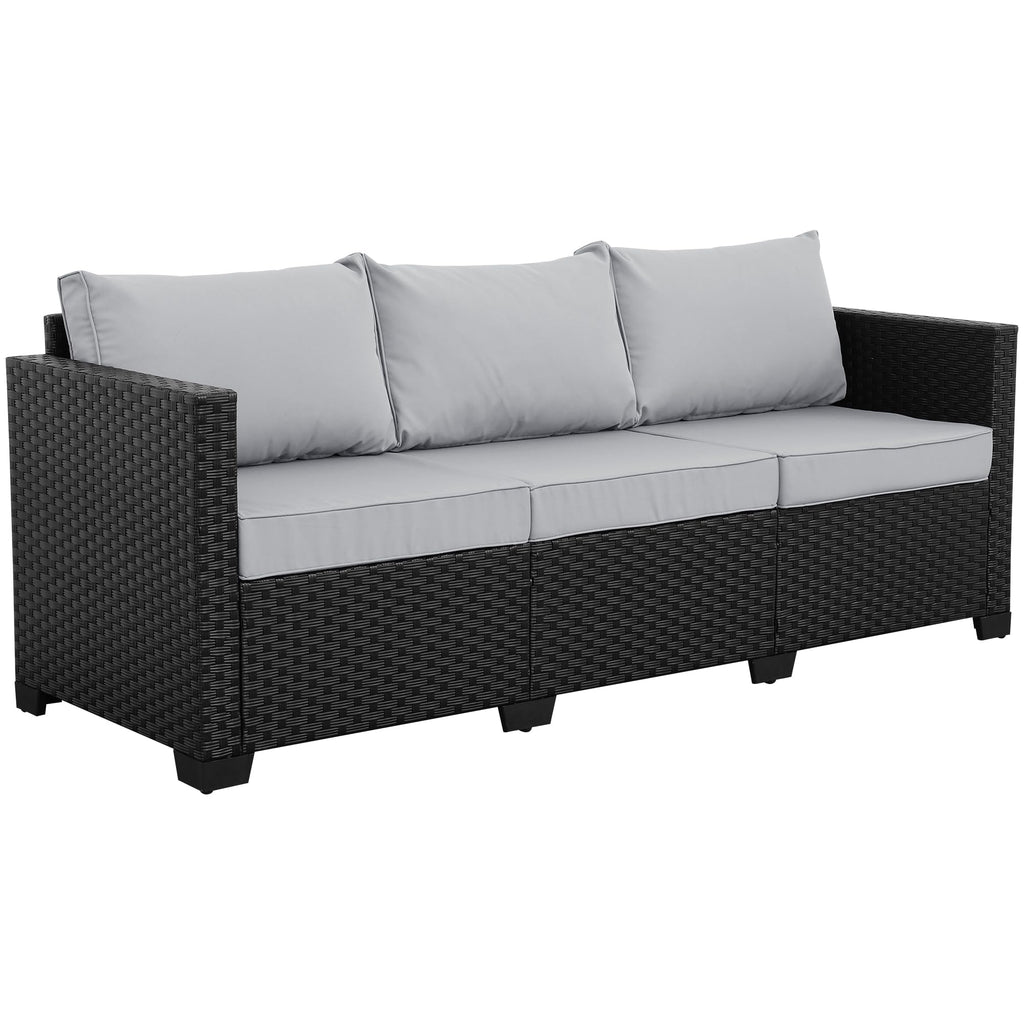 Light Grey 3-seat Outdoor Sofa with Waterproof Cover E61344