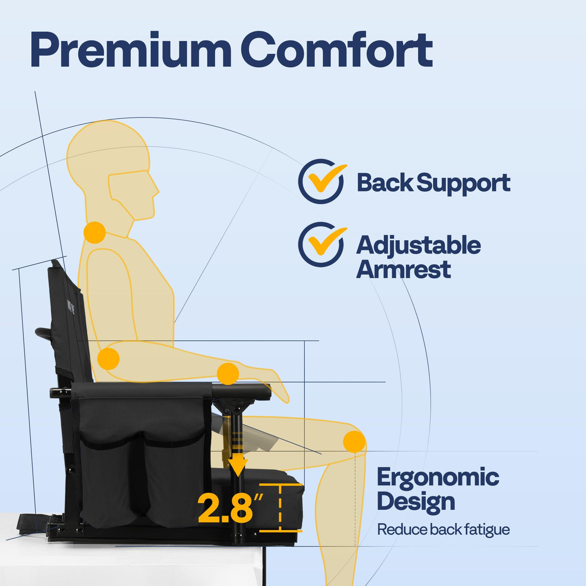 Stadium Seat with Back Support and 2.8" Cushion X42569
