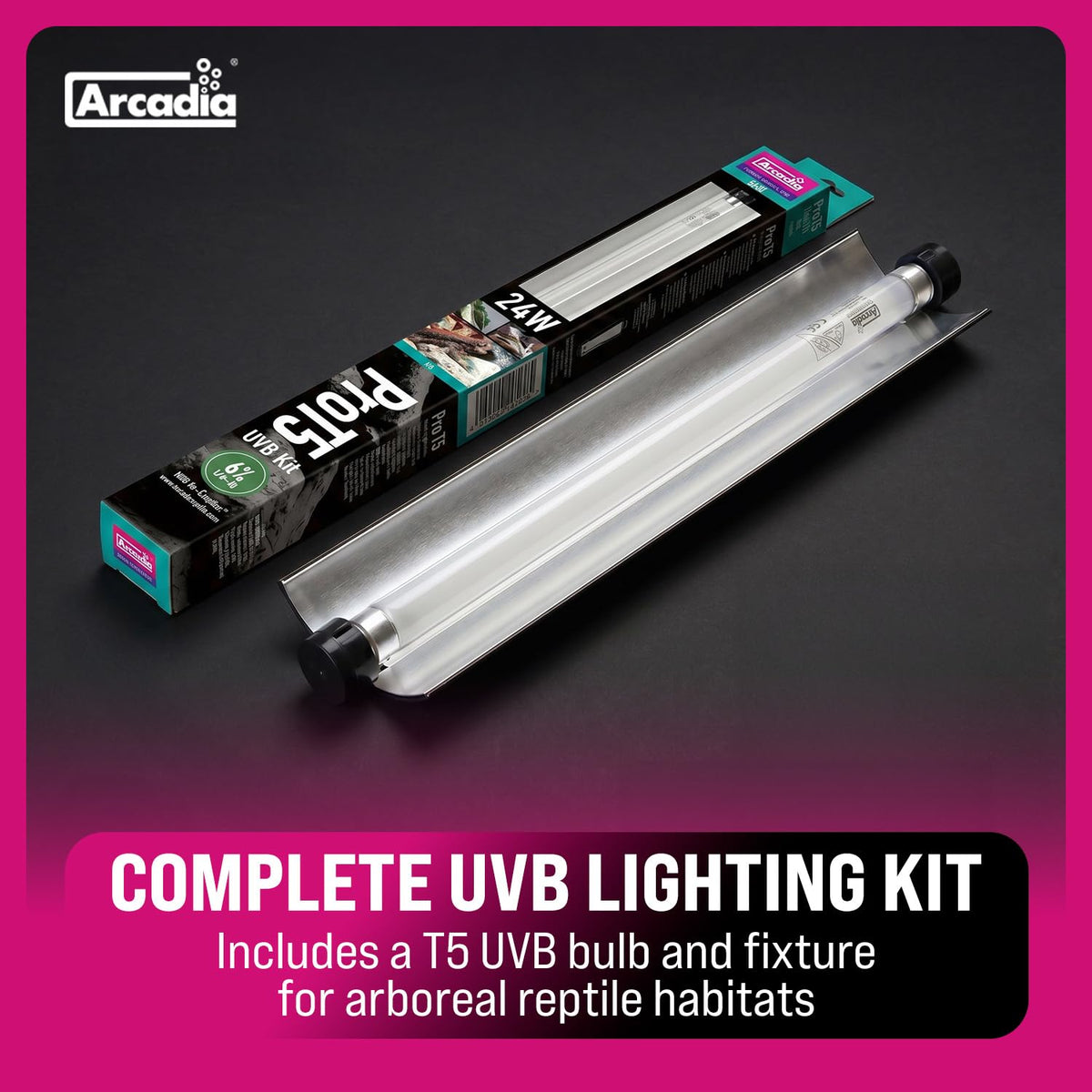 22.5" 24 Watts 6% UVB Reptile Light Fixture Kit L87582