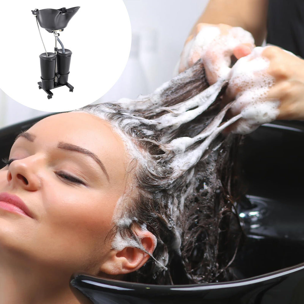 Portable Shampoo Bowl with Electric Pump, 2 Bucket Height Adjustable S8669