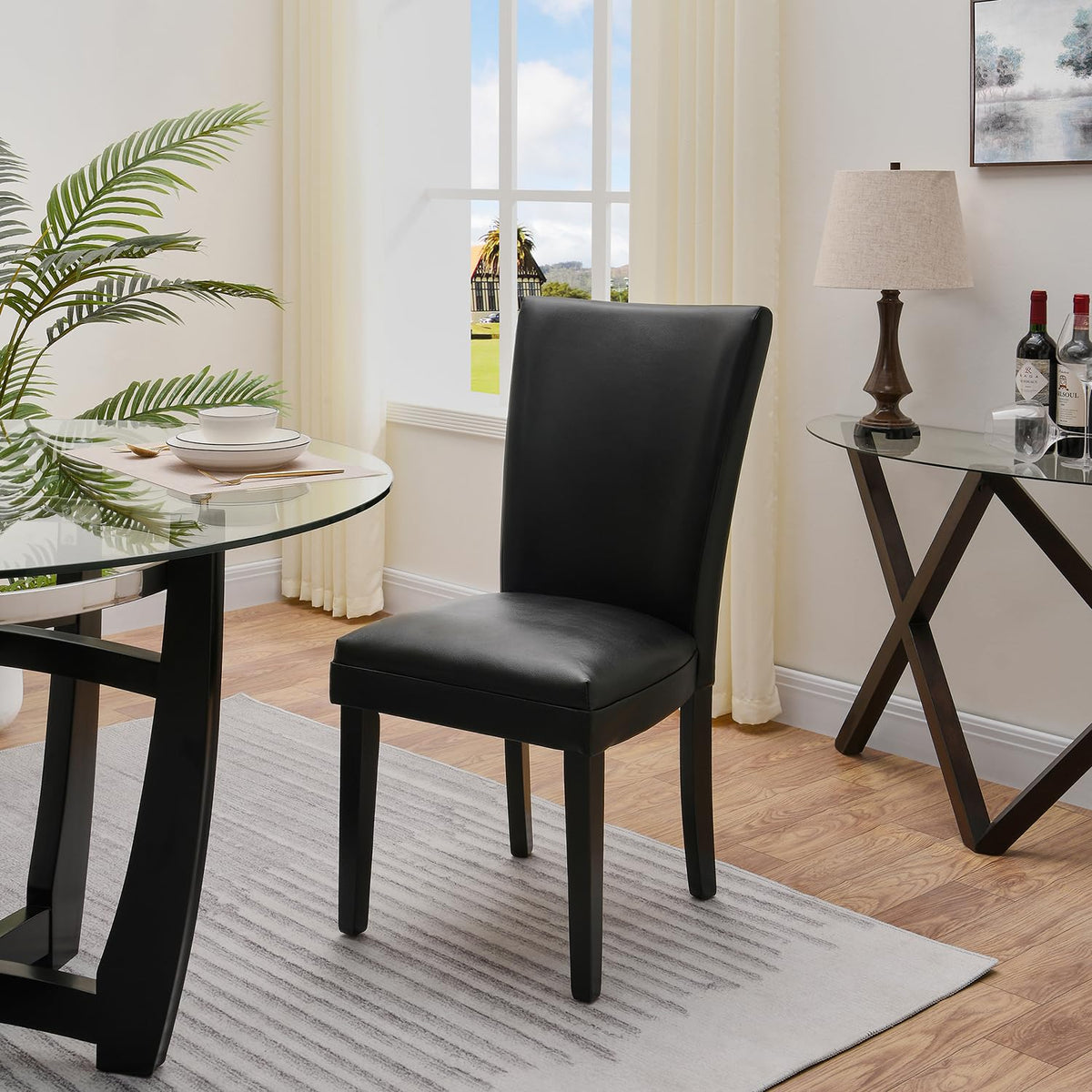 Set of 2 Black Faux Leather Dining Chairs A4290