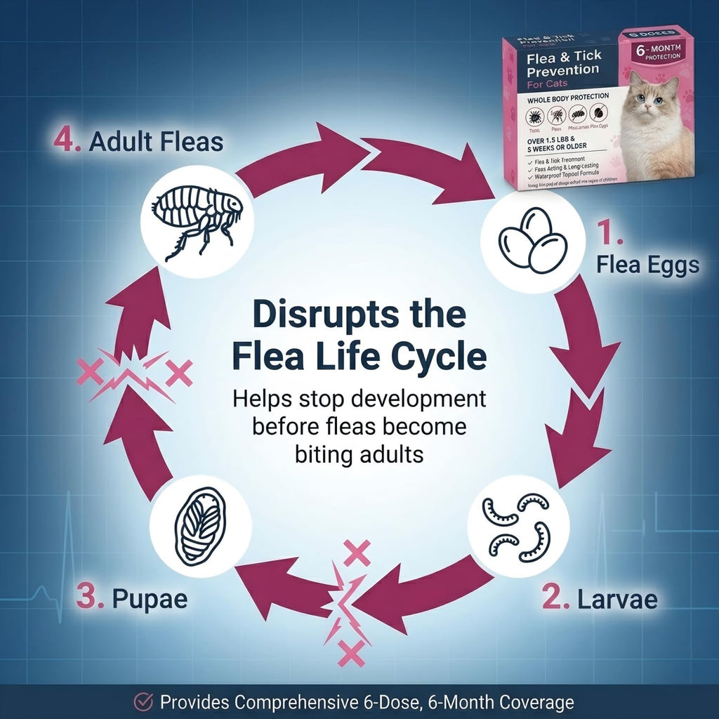 Topical Flea & Tick Cat Dewormer 6 Doses V38625