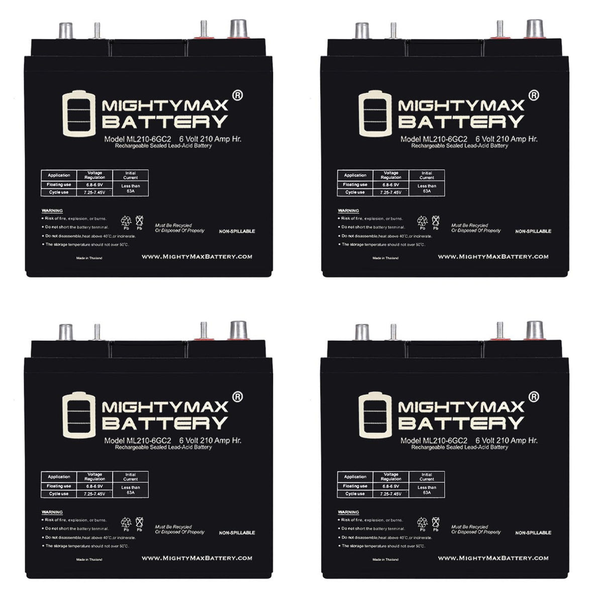 6V 210AH Deep Cycle AGM Battery 4 Pack V8601