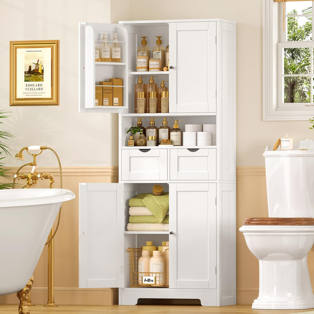 63.4"H Kitchen Pantry Cabinet with 4 Door Shelves Y43258