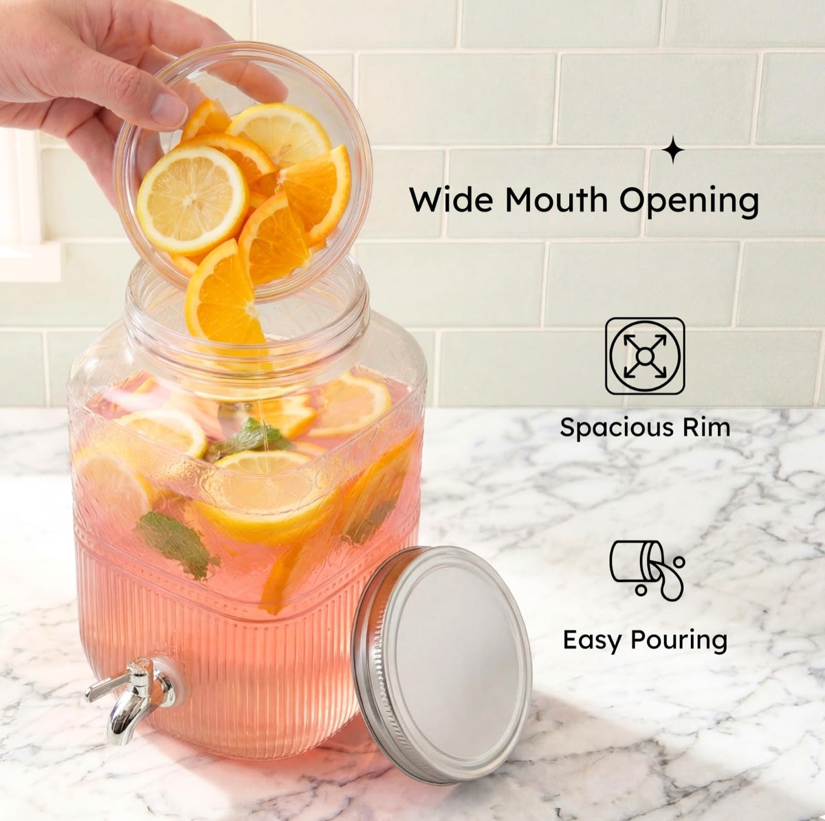 2 Gallon Glass Drink Dispenser H520825