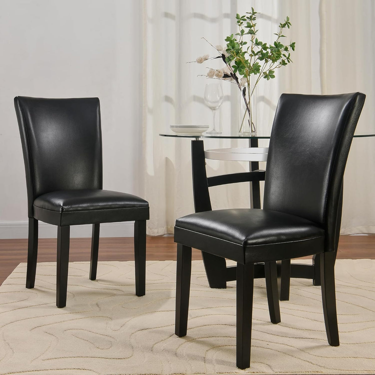 Set of 2 Black Faux Leather Dining Chairs A4290