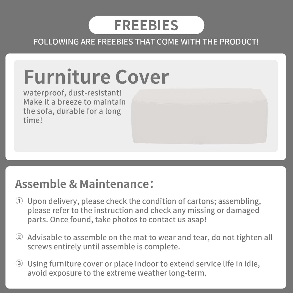 Light Grey 3-seat Outdoor Sofa with Waterproof Cover E61344