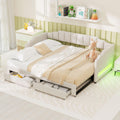 Twin XL to King Extendable Upholstered Daybed Frame with 2 Storage Drawers M9477