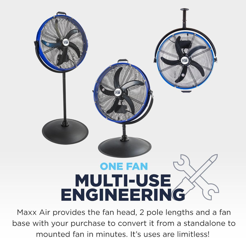 20" 3-In-1 Metal Pedestal Wall Floor Fan L1379