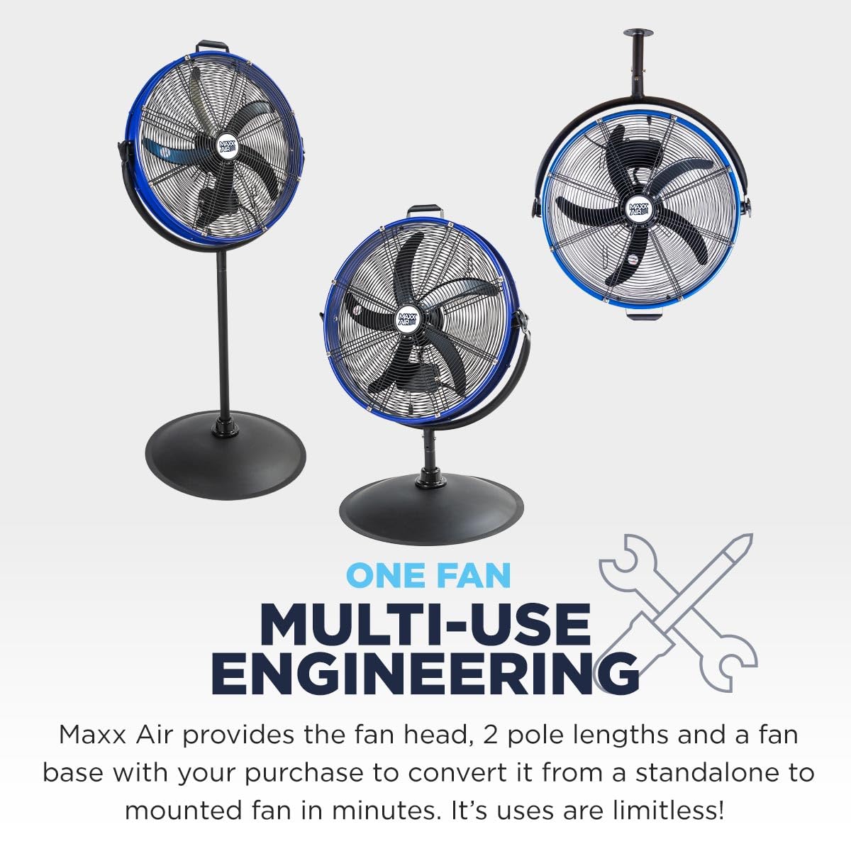 20" 3-In-1 Metal Pedestal Wall Floor Fan L1379