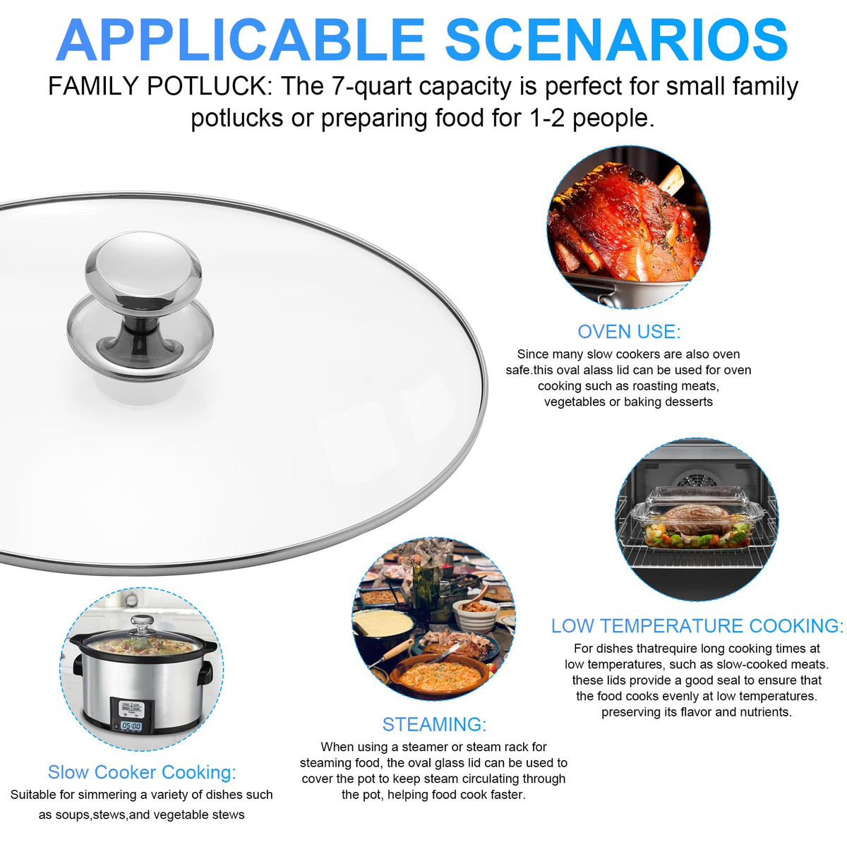 Oval Glass Lid 7 Quart Slow Cooker Replacement V695