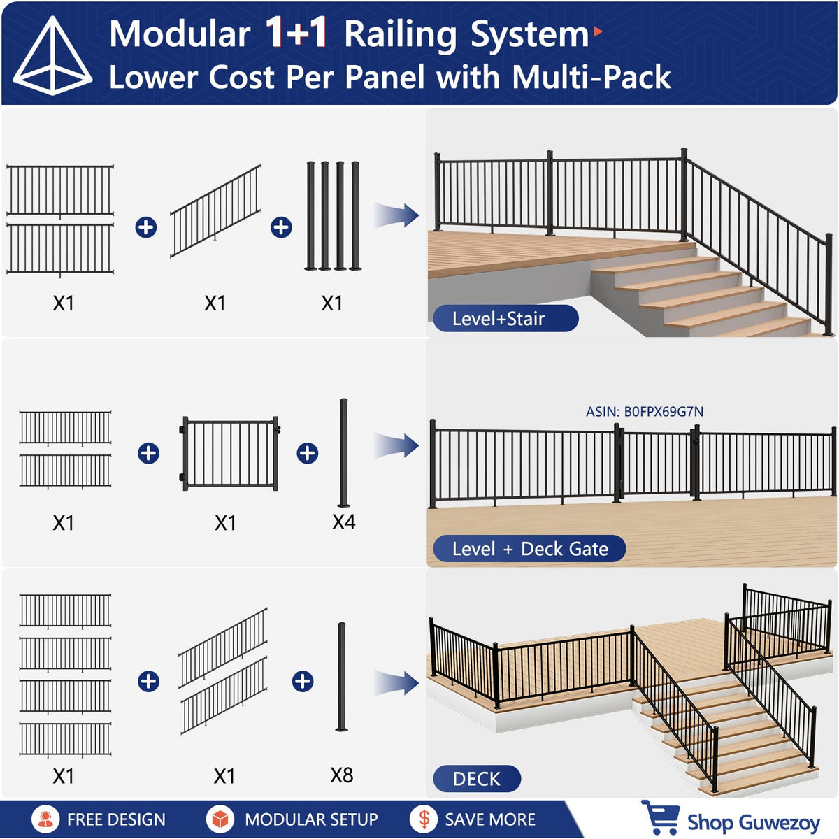 6 ft W Real Aluminum Stair Railing Kit K894