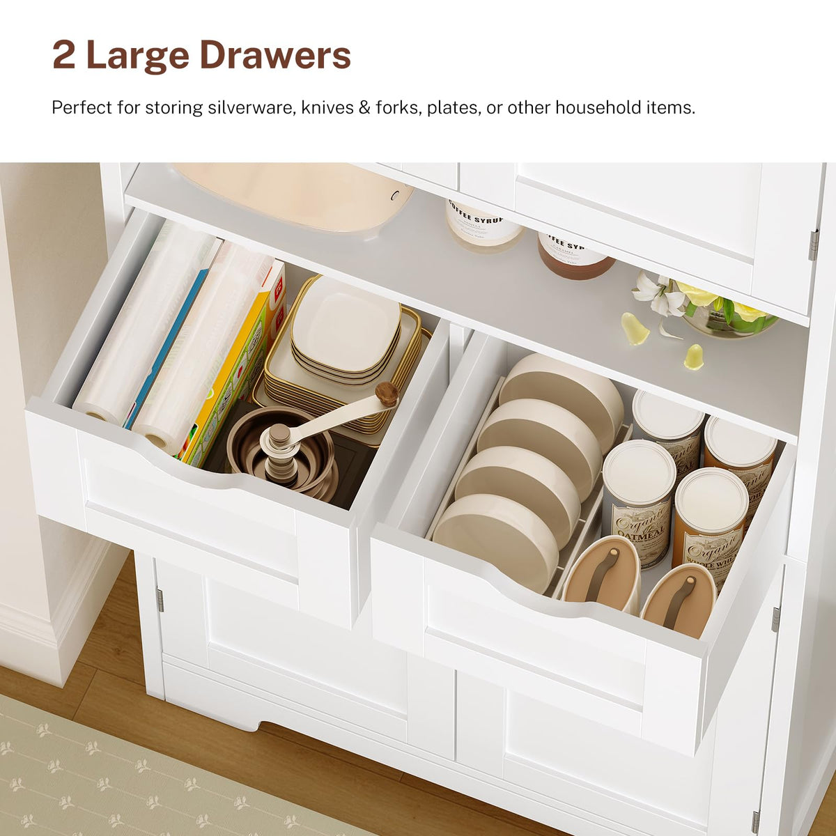 63.4"H Kitchen Pantry Cabinet with 4 Door Shelves Y43258