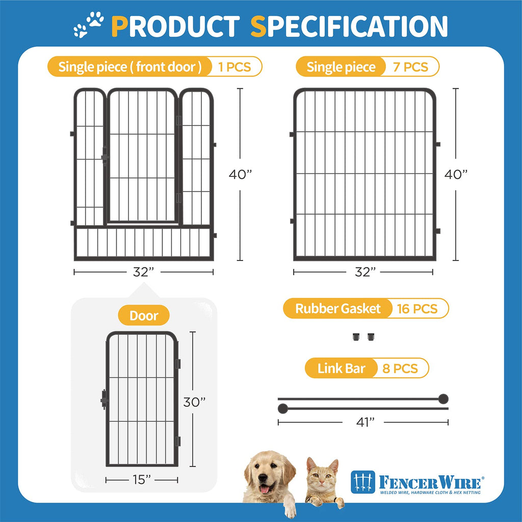 Foldable Metal Pet Playpen with Gate A8395