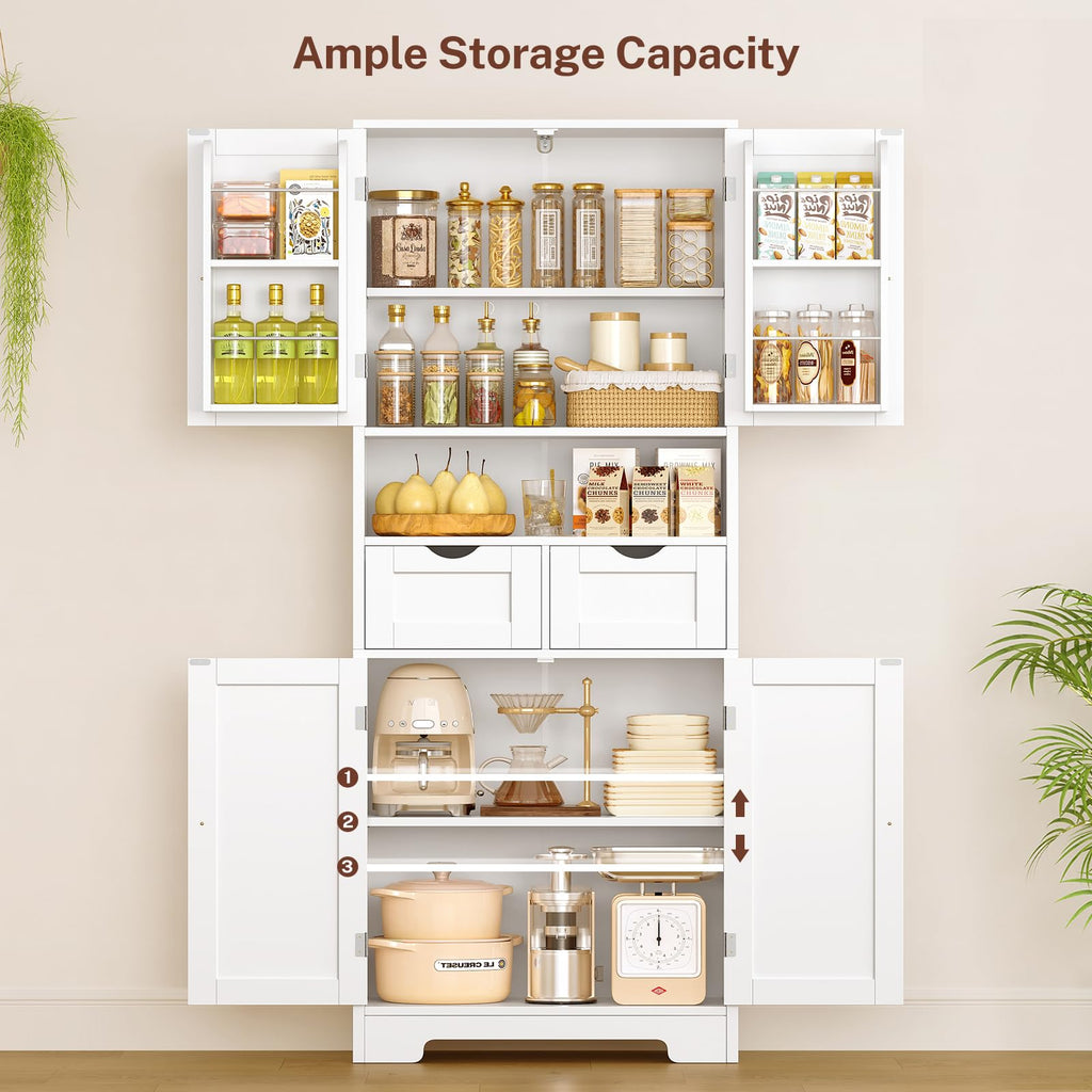 63.4"H Kitchen Pantry Cabinet with 4 Door Shelves Y43258