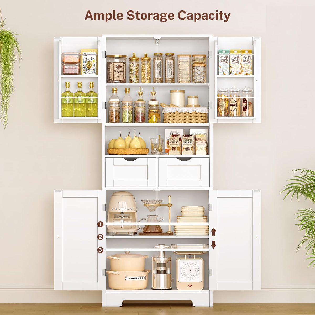 63.4"H Kitchen Pantry Cabinet with 4 Door Shelves Y43258