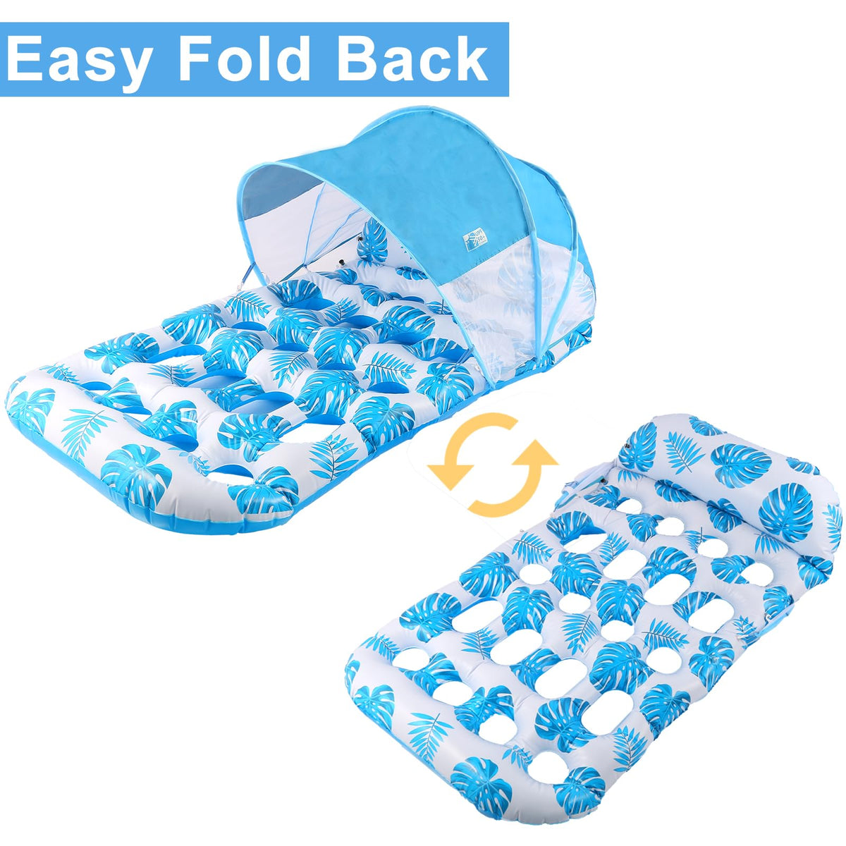 Inflatable Pool Float with UPF 50+ Sunshade Canopy N2694