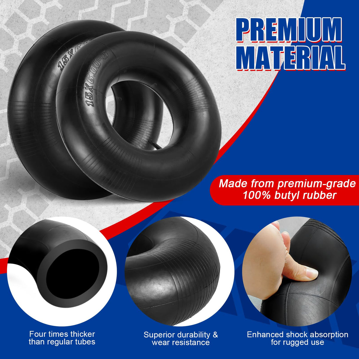 2 Pack 15 x 6.00-6 Inner Tubes E12952