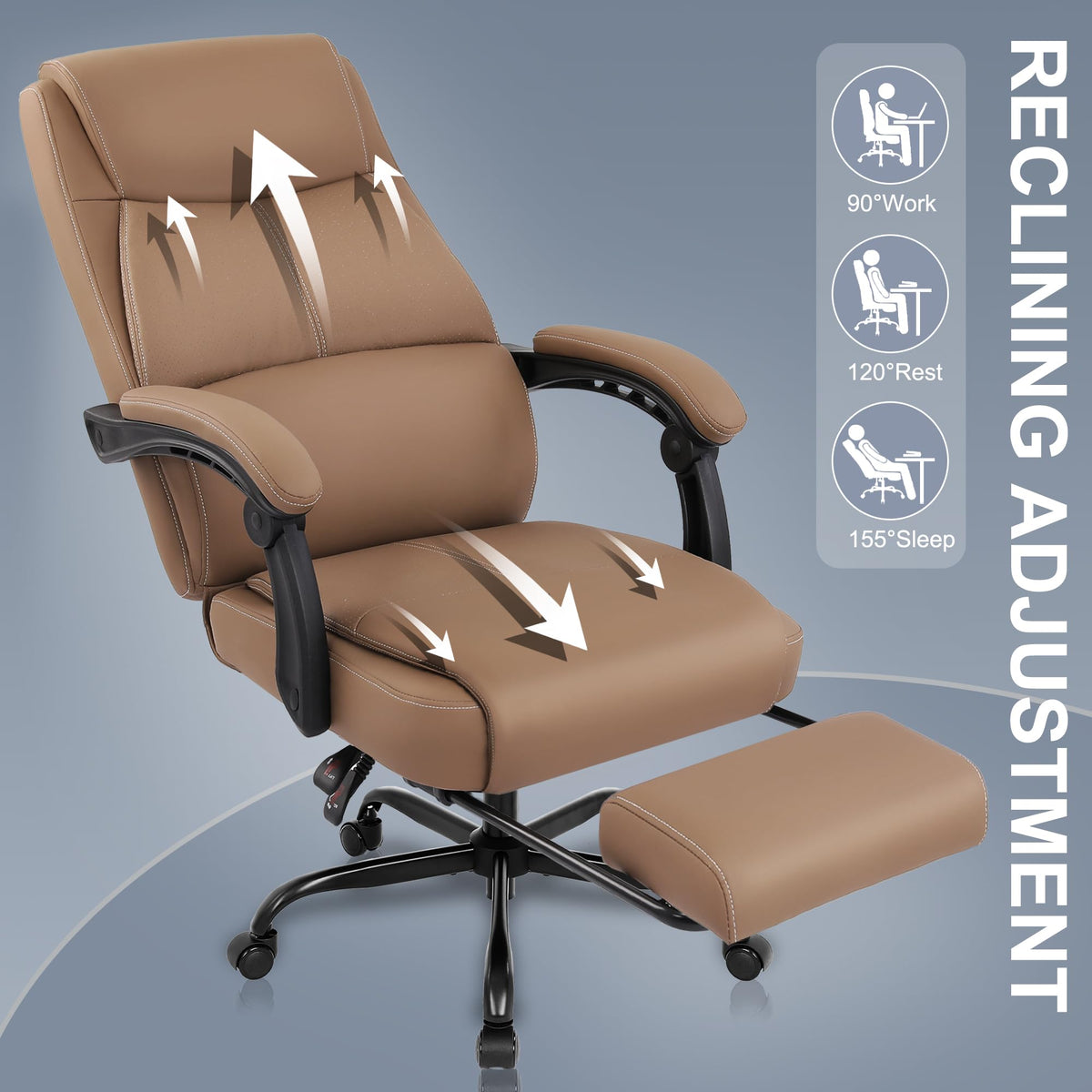 Big and Tall High Back Office Chair with Footrest H430332