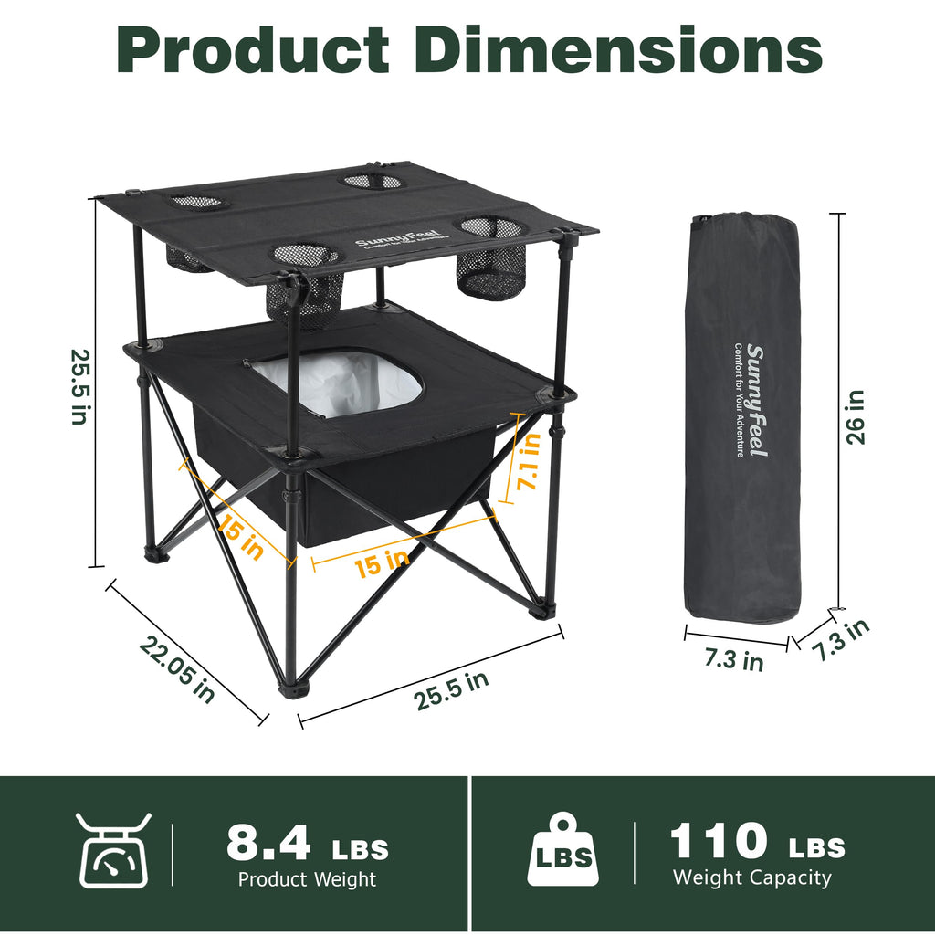 Black Folding Camping Table with Cooler Bag D27314