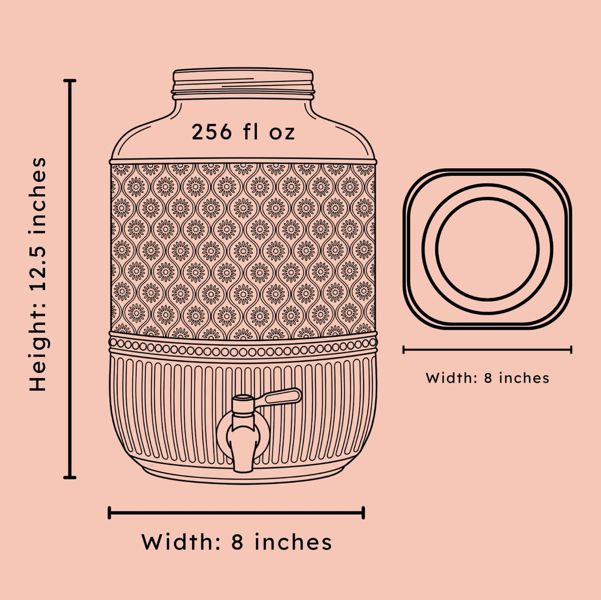 2 Gallon Glass Drink Dispenser H520825
