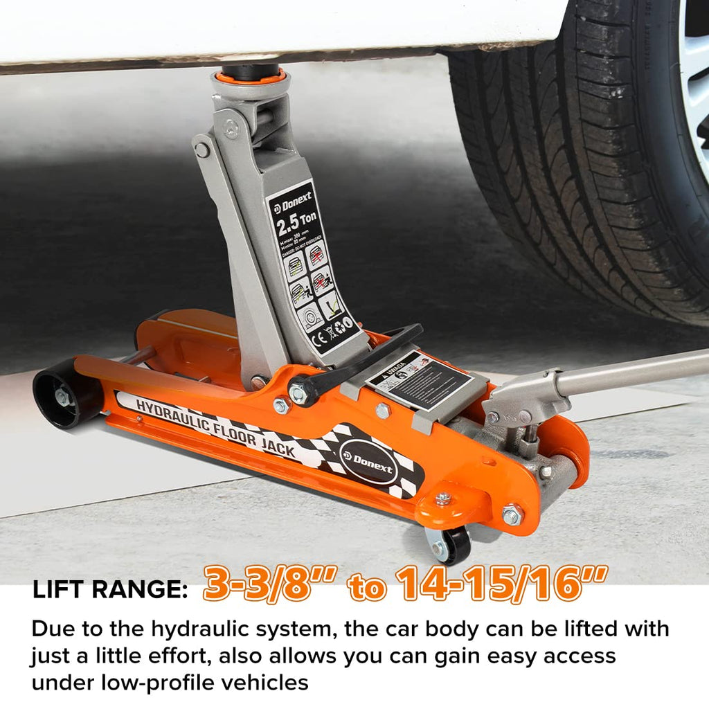 2.5 Ton Steel Floor Jack and 3 Ton Black Jack Stands L946