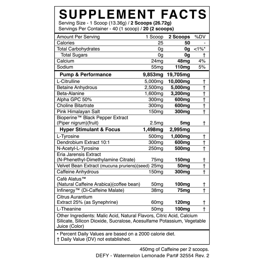 High-Stimulant Pre-Workout Powder Watermelon Lemonade 40 Servings K7954