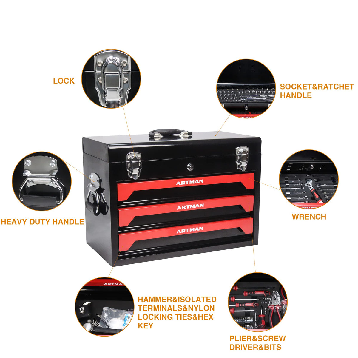439-Piece Mechanic Tool Set in 3-Drawer Steel Box B4542