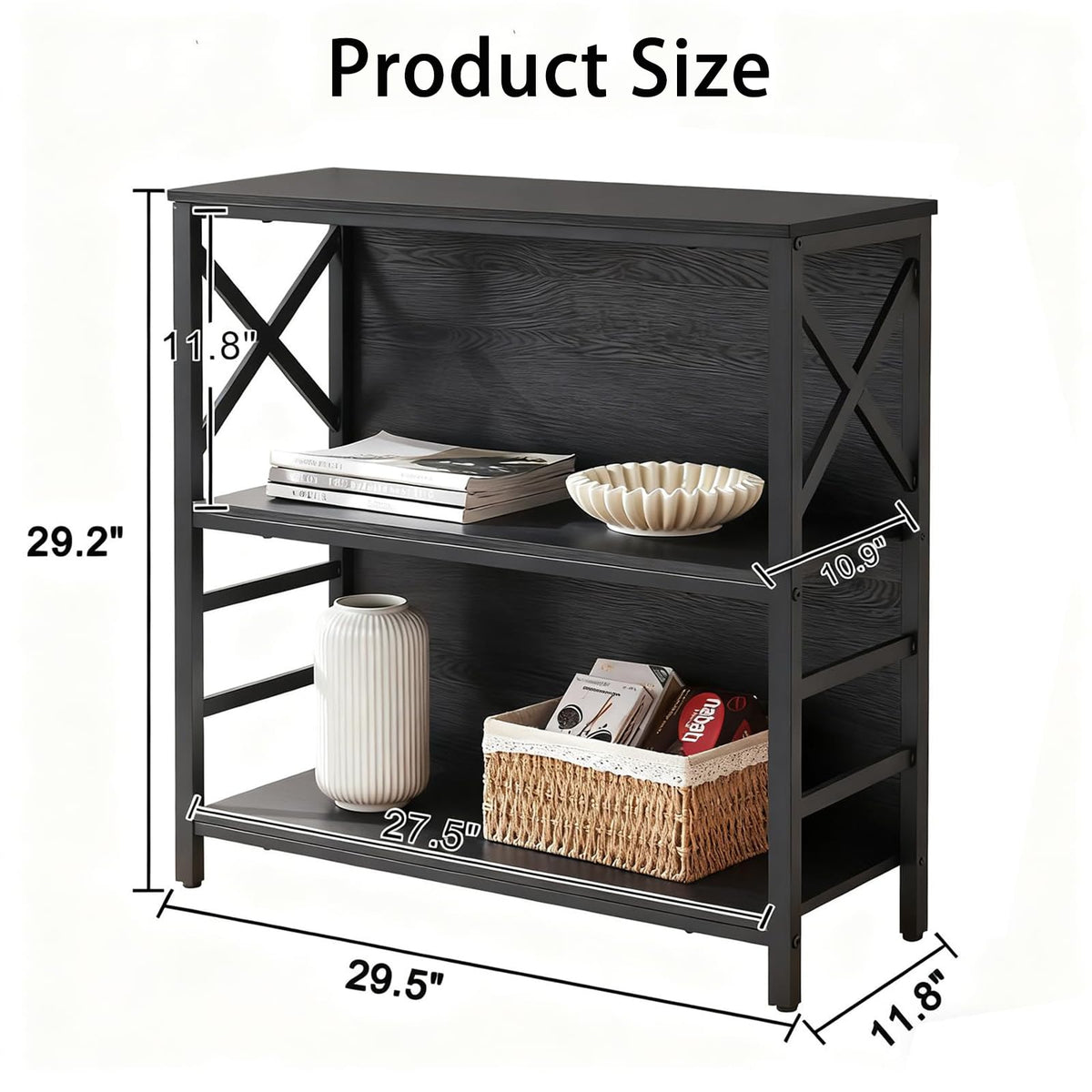 Black 3-Tier Metal Bookshelf P109