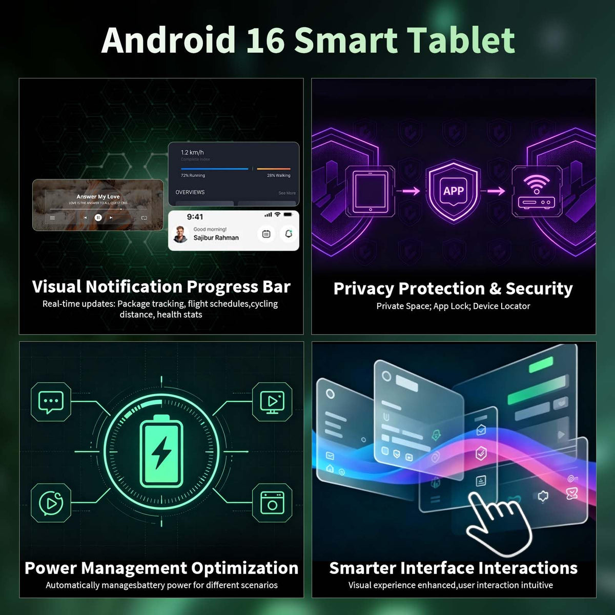 Android 16 Tablet with Keyboard, 10 Inch Tablet, Black Case U44003