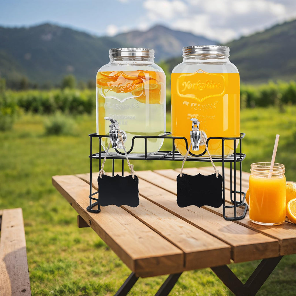2 Pack 1 Gallon Glass Drink Dispensers G855