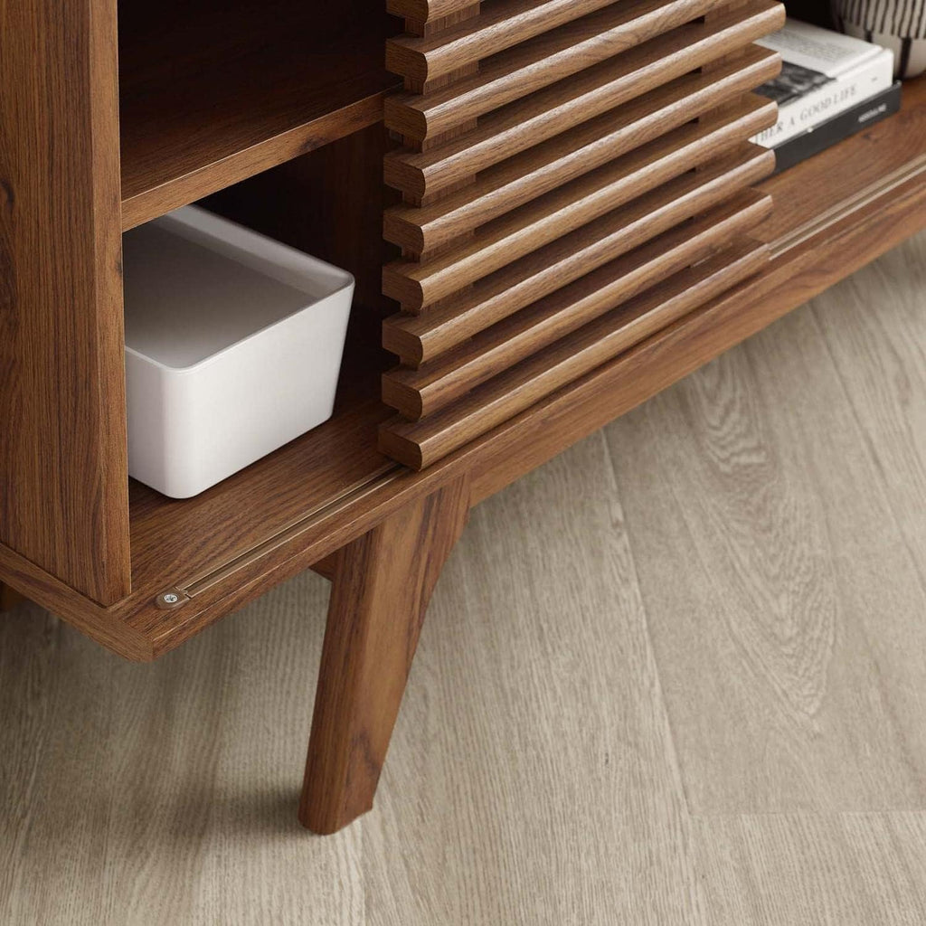 46 in Walnut Corner TV Stand with Sliding Doors W850
