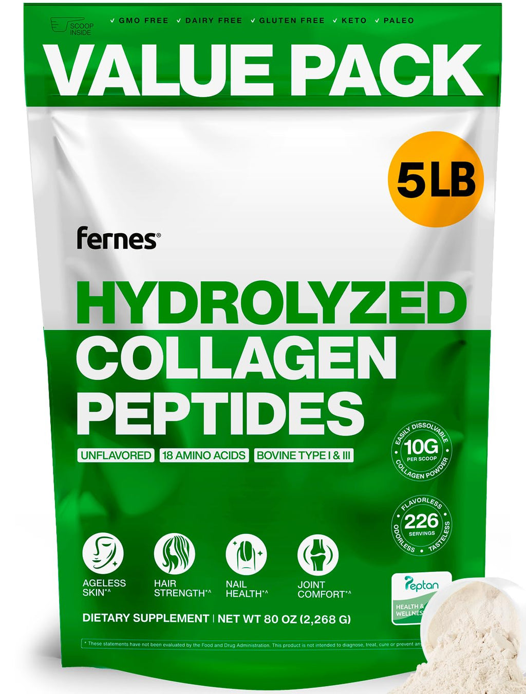 Hydrolyzed Collagen Peptides Protein Powder 5 LB D4917