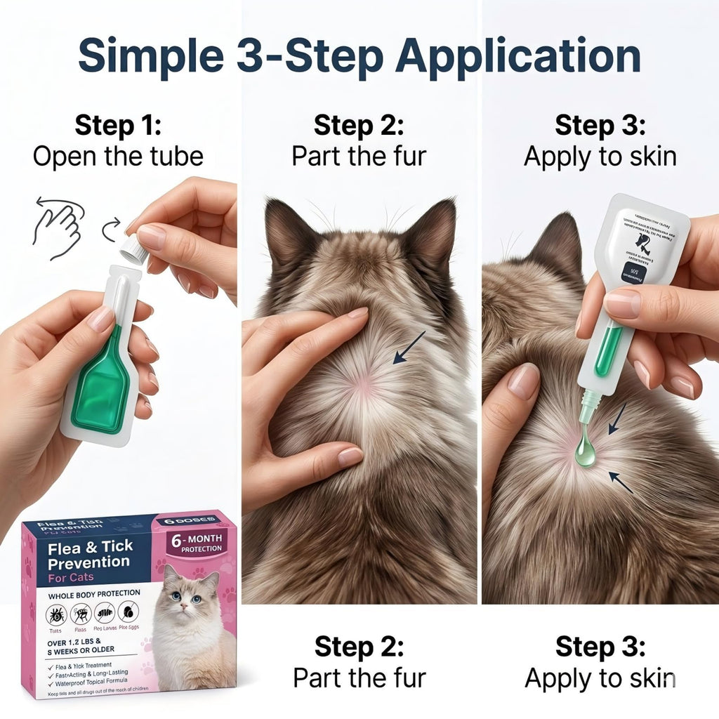 Topical Flea & Tick Cat Dewormer 6 Doses V38625