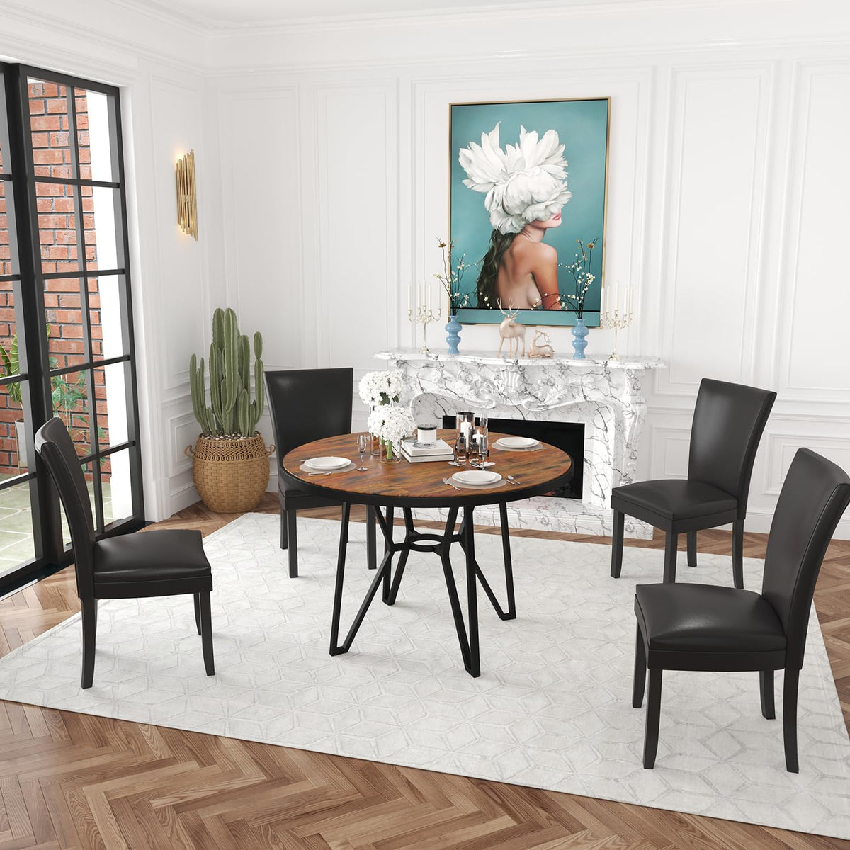 Set of 2 Black Faux Leather Dining Chairs A4290