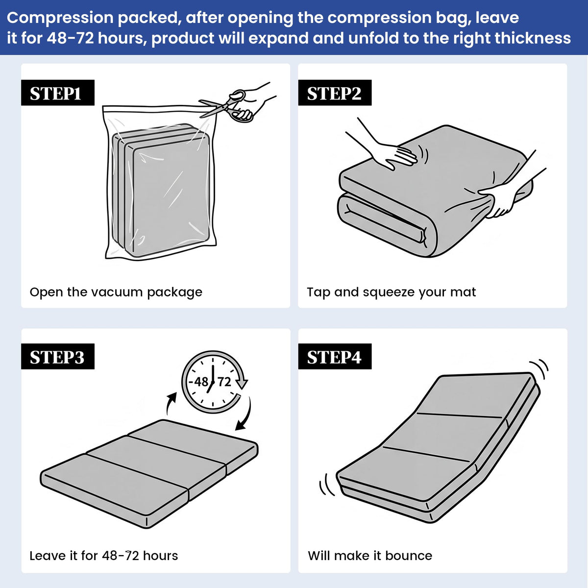 4 Inch Tri-Fold Memory Foam Mattress with Washable Cover B8178