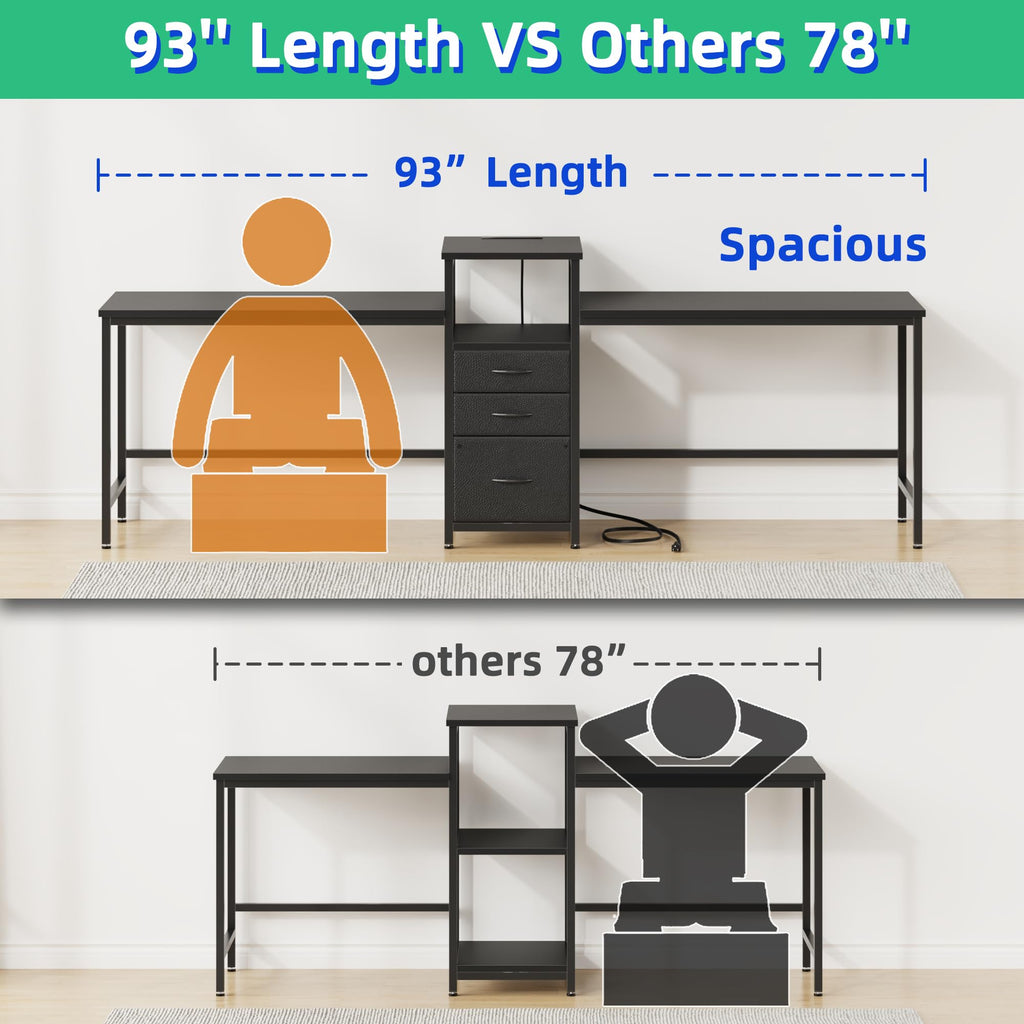 Two Person Desk with Charging Station D708