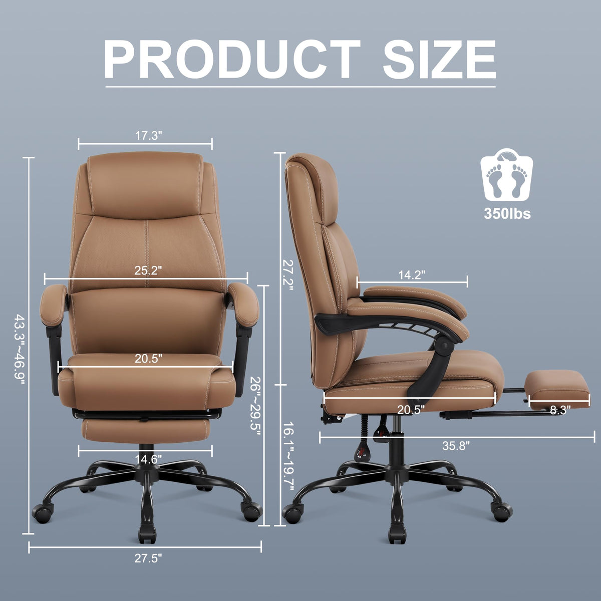 Big and Tall High Back Office Chair with Footrest H430332