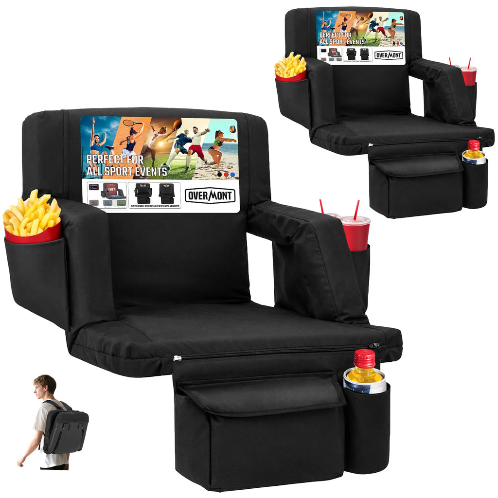Stadium Seat with Back Support and Armrests, 2-Pack U299