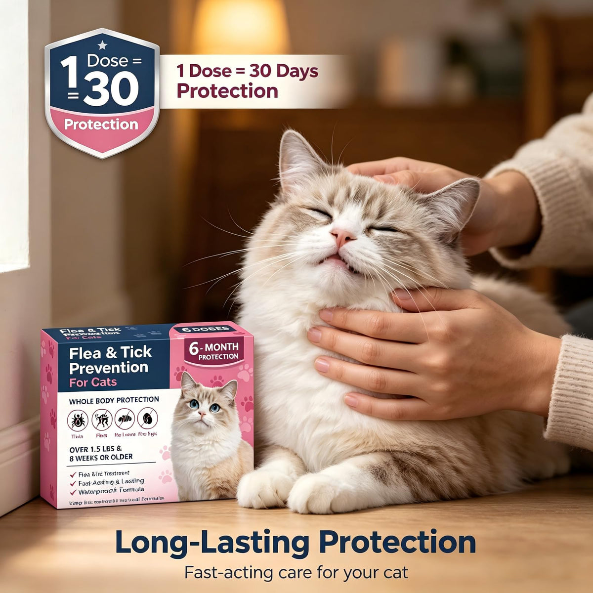 Topical Flea & Tick Cat Dewormer 6 Doses V38625