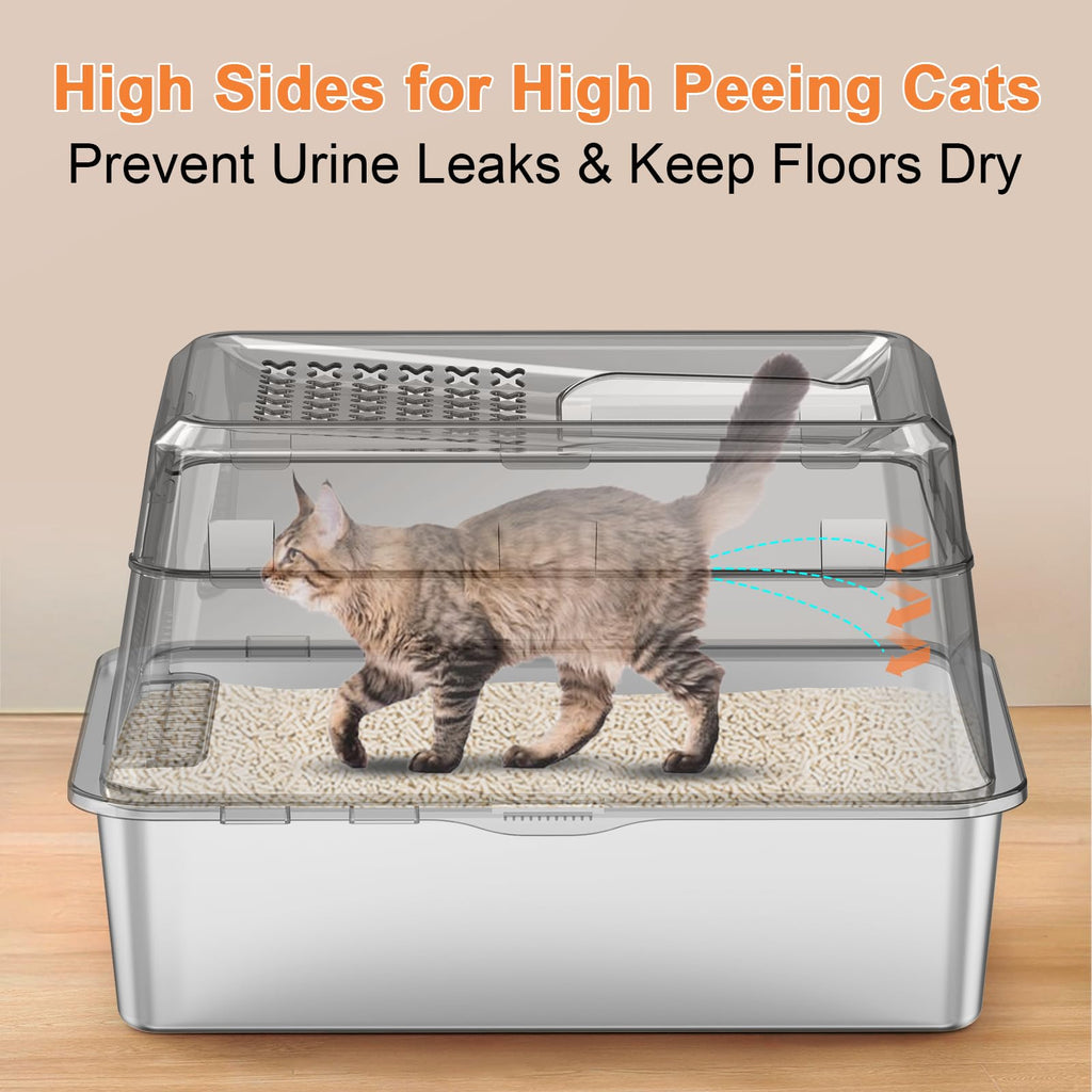 Extra Large Stainless Steel Litter Box with Lid T21202