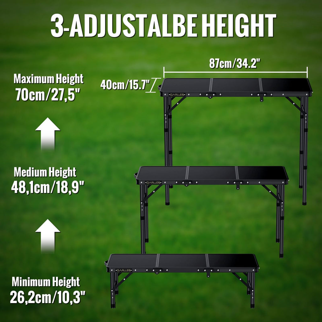 Folding Camping Table 3 Adjustable Height T56008