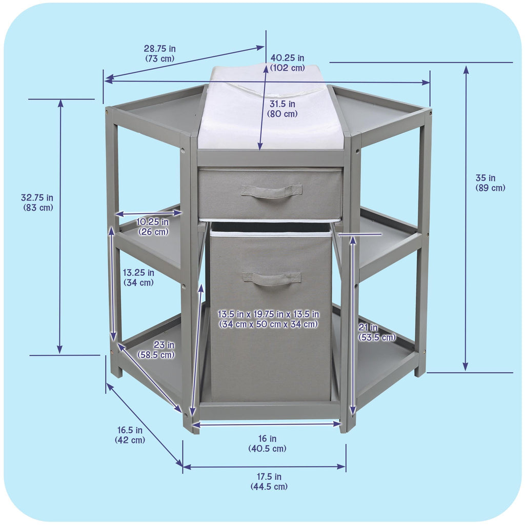 Gray Corner Baby Changing Table with Storage Bin I619