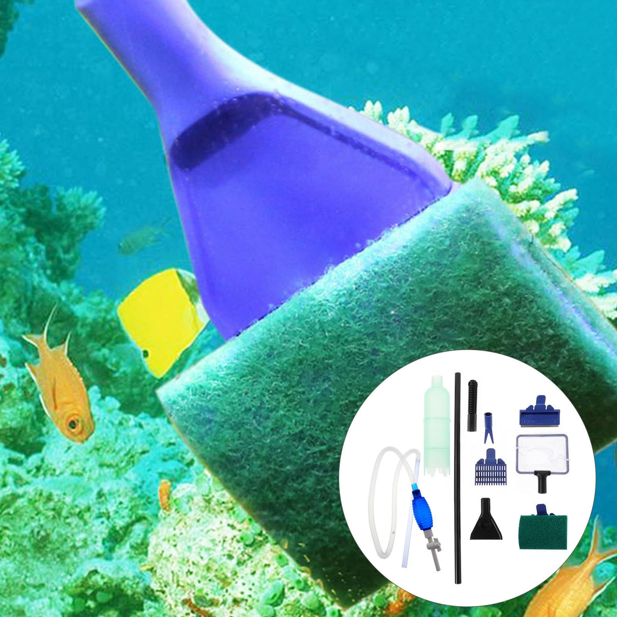 Fish Tank Cleaning Tool Set with 5 in 1 Brush Plastic S21644